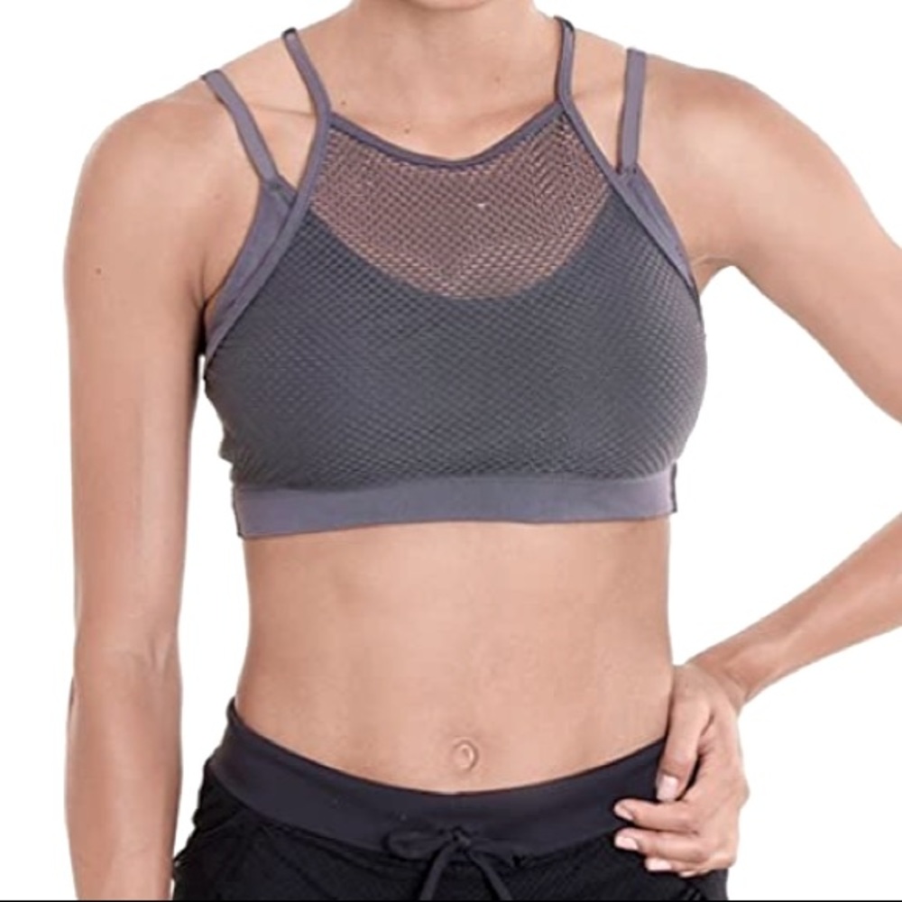LIQUIDO Bee Hive Sports Bra Grey Mesh Small